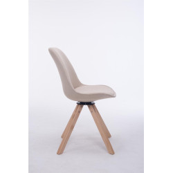 Chaise visiteur Troyes Pivotante en tissu Natura Carrée | crème