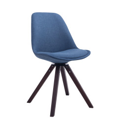 Chaise visiteur Troyes pivotante en noyer et tissu carré | bleu