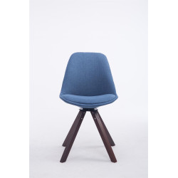 Chaise visiteur Troyes pivotante en noyer et tissu carré | bleu