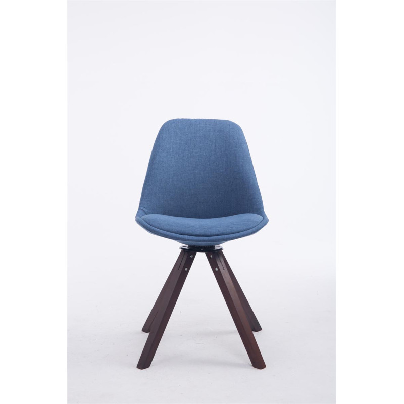Chaise visiteur Troyes pivotante en noyer et tissu carré | bleu