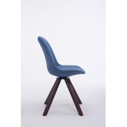 Chaise visiteur Troyes pivotante en noyer et tissu carré | bleu