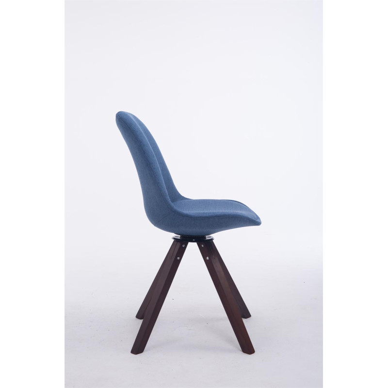 Chaise visiteur Troyes pivotante en noyer et tissu carré | bleu