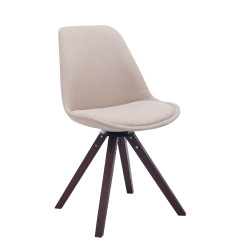 Chaise visiteur Troyes pivotante en noyer et tissu carré | crème