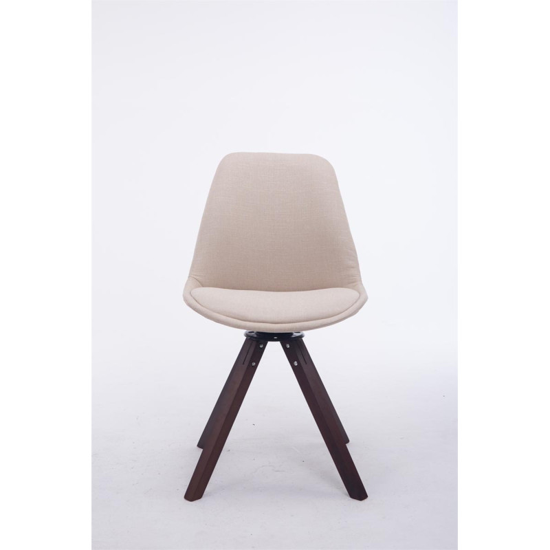Chaise visiteur Troyes pivotante en noyer et tissu carré | crème