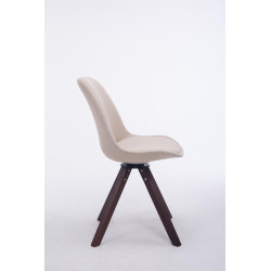 Chaise visiteur Troyes pivotante en noyer et tissu carré | crème