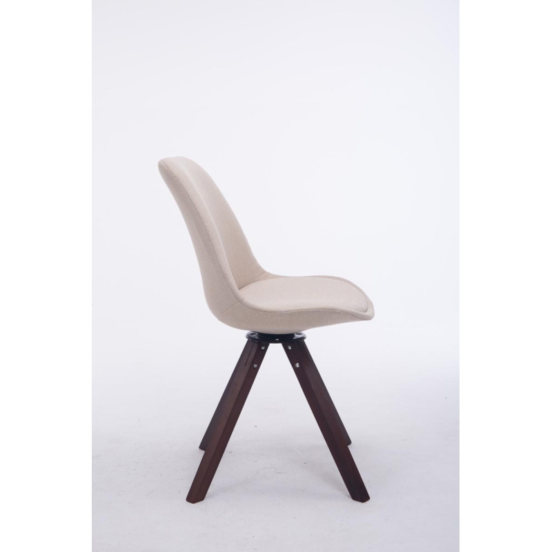 Chaise visiteur Troyes pivotante en noyer et tissu carré | crème