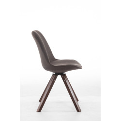 Chaise visiteur Troyes pivotante en noyer et tissu carré | gris foncé