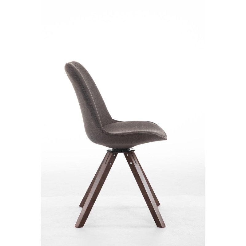 Chaise visiteur Troyes pivotante en noyer et tissu carré | gris foncé