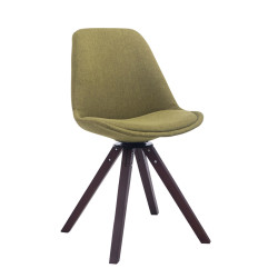 Chaise visiteur Troyes pivotante en noyer et tissu carré | vert