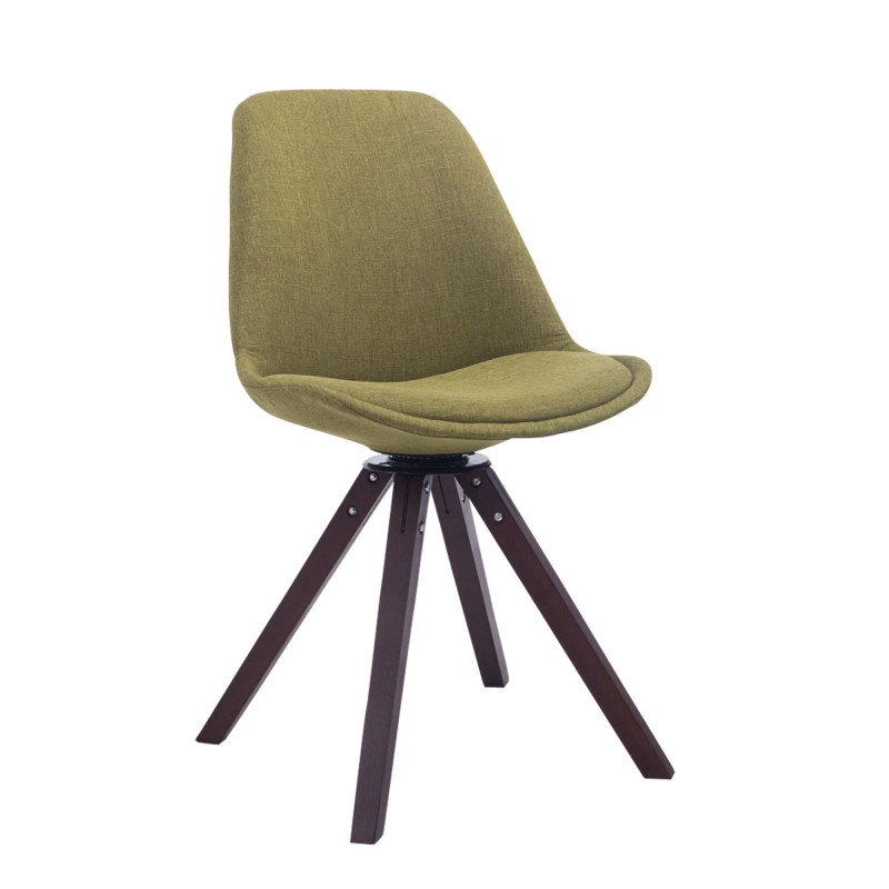 Chaise visiteur Troyes pivotante en noyer et tissu carré | vert