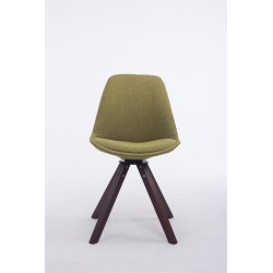 Chaise visiteur Troyes pivotante en noyer et tissu carré | vert