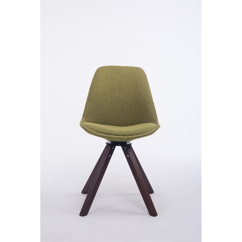 Chaise visiteur Troyes pivotante en noyer et tissu carré | vert