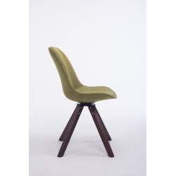 Chaise visiteur Troyes pivotante en noyer et tissu carré | vert