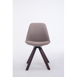 Chaise visiteur Troyes pivotante en noyer et tissu carré | taupe