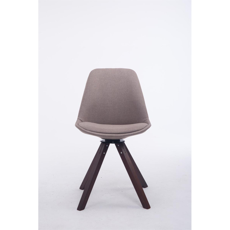 Chaise visiteur Troyes pivotante en noyer et tissu carré | taupe
