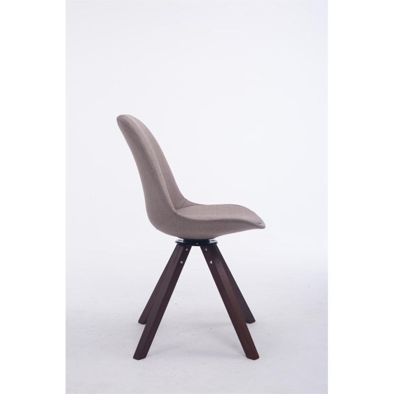 Chaise visiteur Troyes pivotante en noyer et tissu carré | taupe