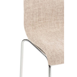 Tabouret de bar Hoover tissu 4 pieds structure chromée crème