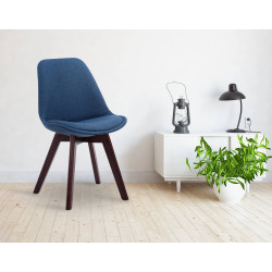 Chaise visiteur Borneo V2 en tissu noyer | bleu
