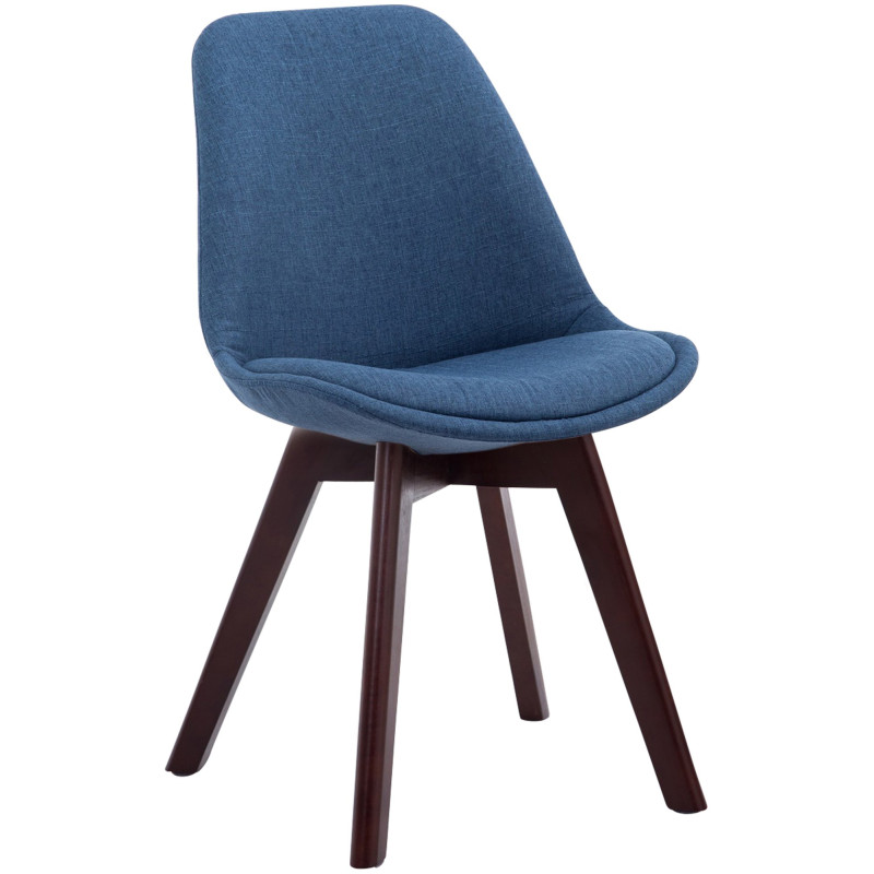 Chaise visiteur Borneo V2 en tissu noyer | bleu