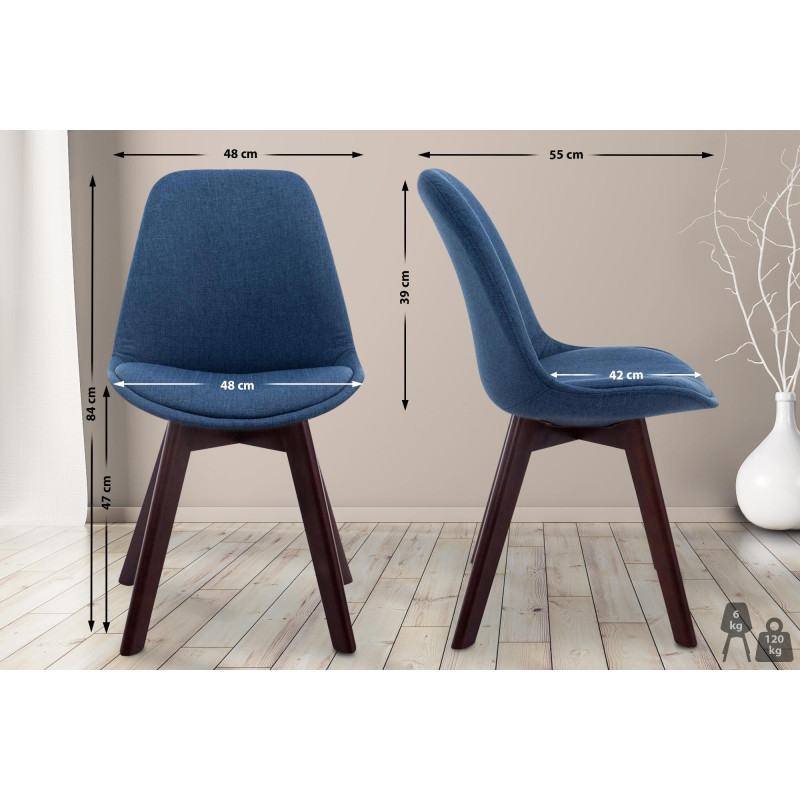 Chaise visiteur Borneo V2 en tissu noyer | bleu