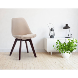 Chaise visiteur Borneo V2 en tissu noyer | crème