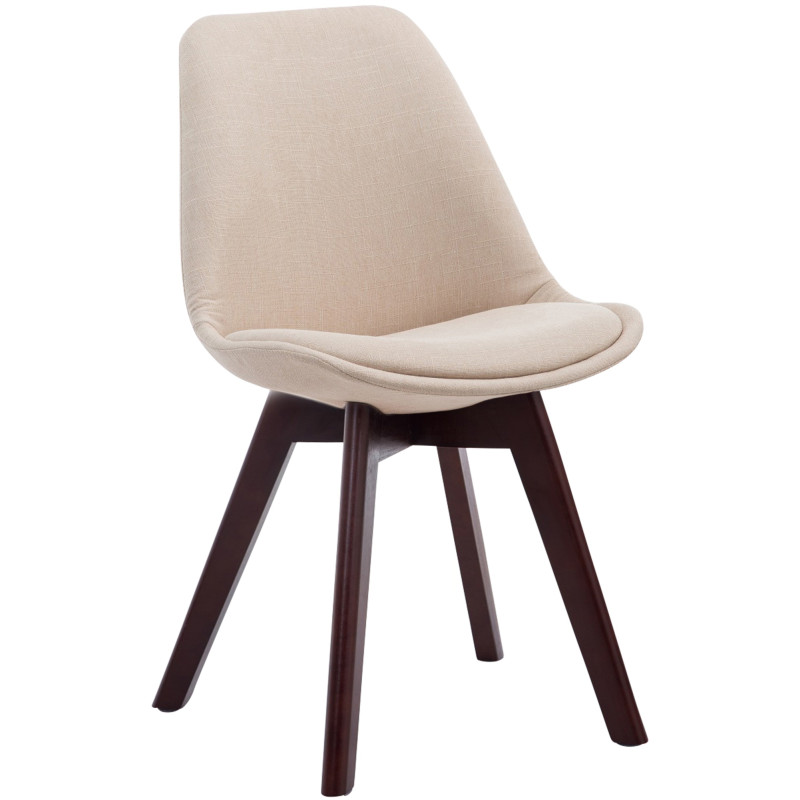Chaise visiteur Borneo V2 en tissu noyer | crème