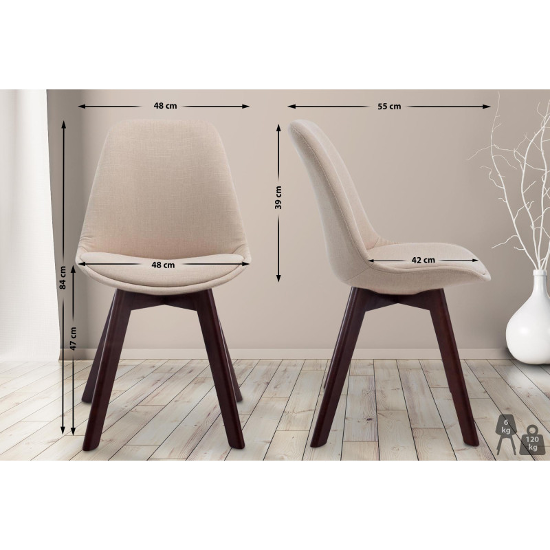 Chaise visiteur Borneo V2 en tissu noyer | crème