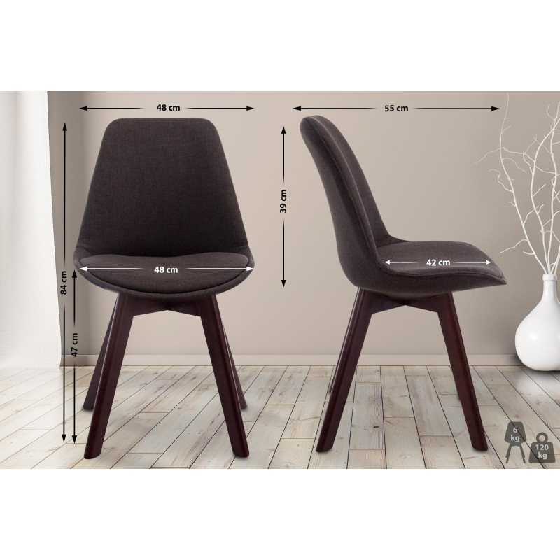 Chaise visiteur Borneo V2 en tissu noyer | gris foncé