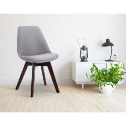 Chaise visiteur Borneo V2 en tissu noyer | gris