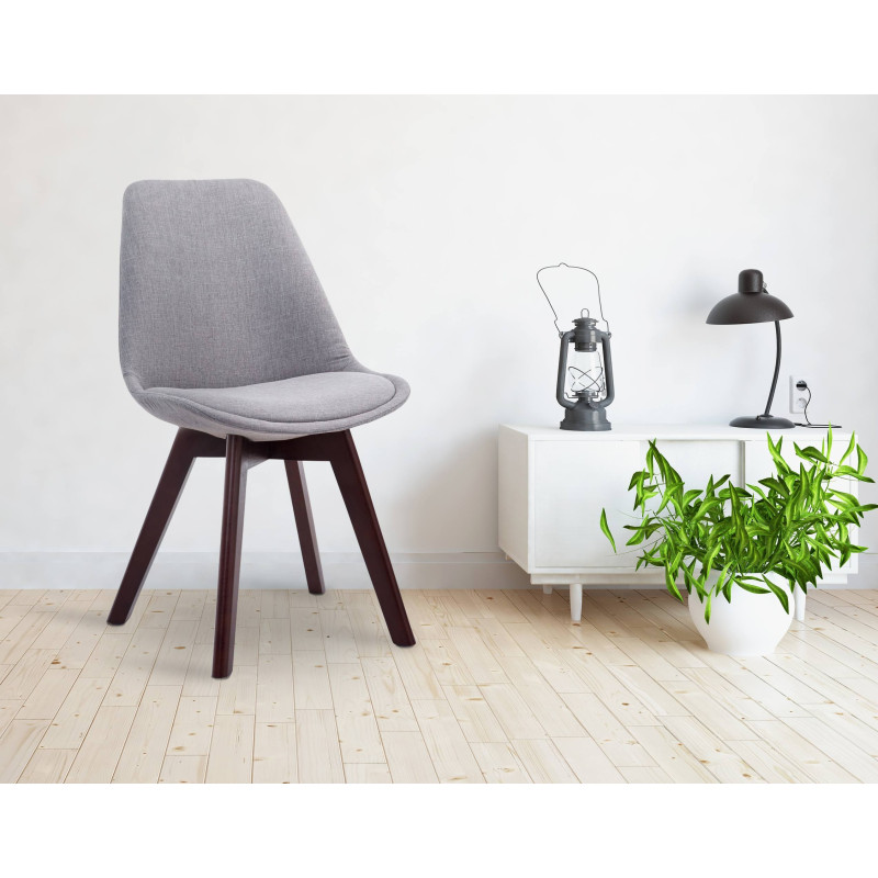 Chaise visiteur Borneo V2 en tissu noyer | gris