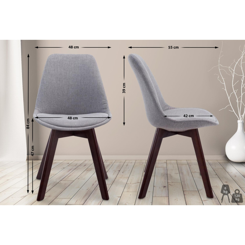 Chaise visiteur Borneo V2 en tissu noyer | gris
