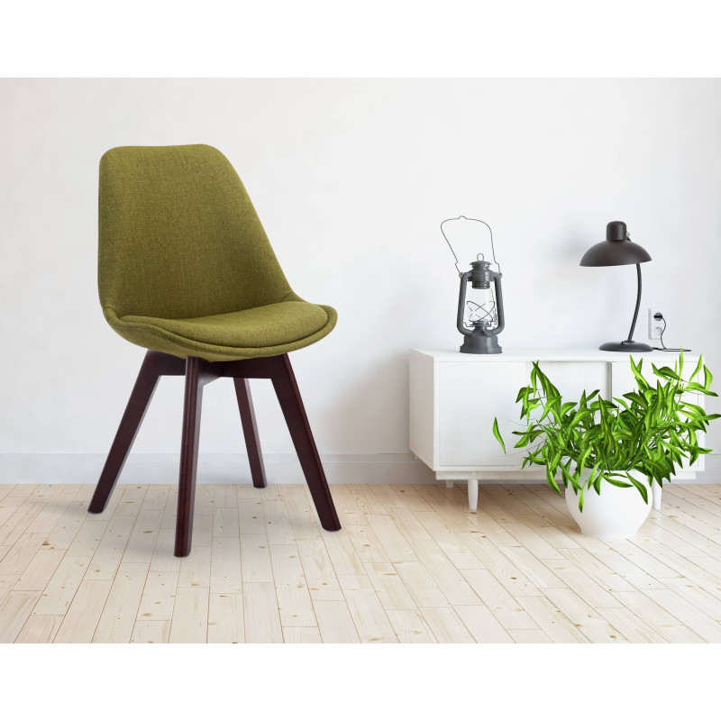 Chaise visiteur Borneo V2 en tissu noyer | vert