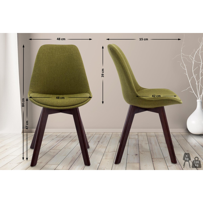 Chaise visiteur Borneo V2 en tissu noyer | vert