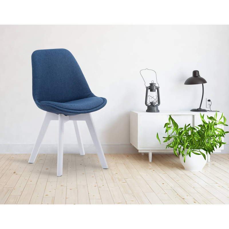 Chaise visiteur Borneo V2 en tissu blanc | bleu