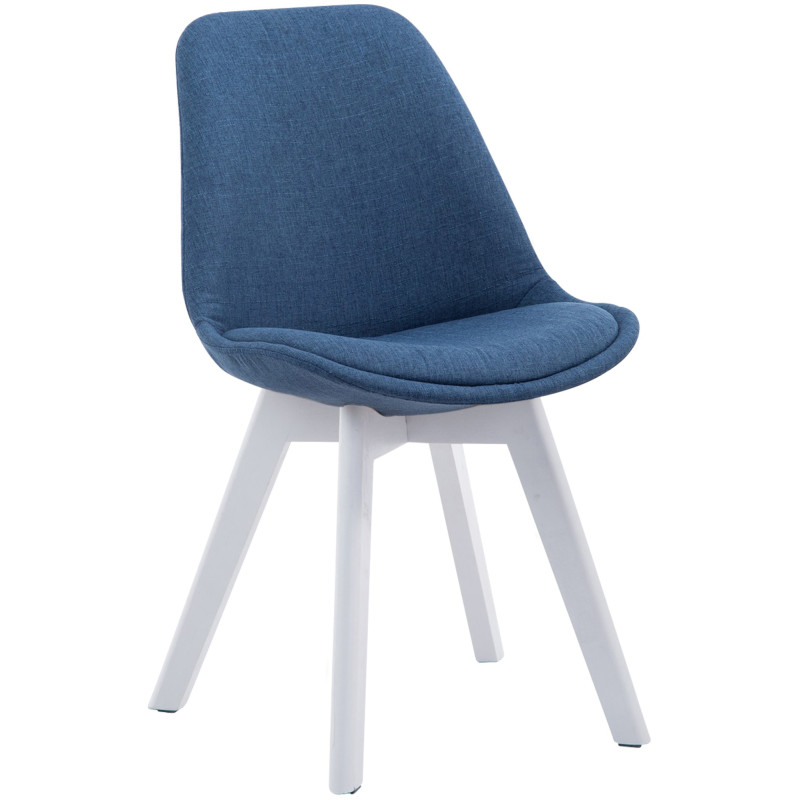 Chaise visiteur Borneo V2 en tissu blanc | bleu
