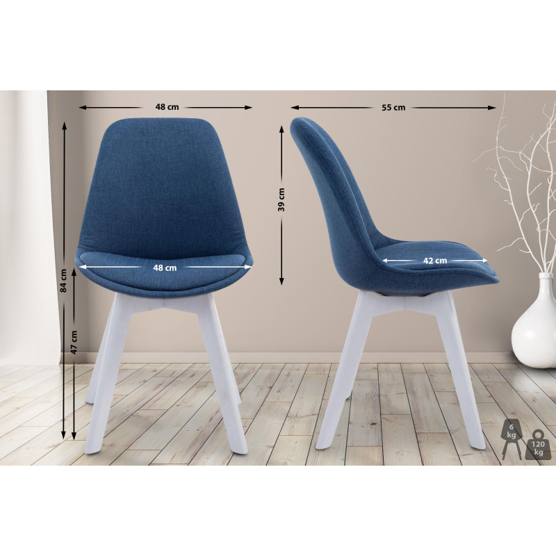 Chaise visiteur Borneo V2 en tissu blanc | bleu