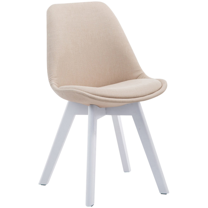 Chaise visiteur Borneo V2 en tissu blanc | crème