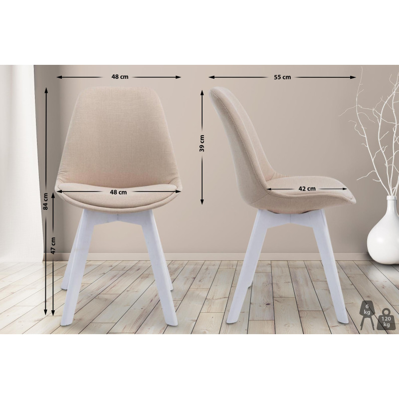 Chaise visiteur Borneo V2 en tissu blanc | crème