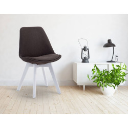 Chaise visiteur Borneo V2 en tissu blanc | gris foncé
