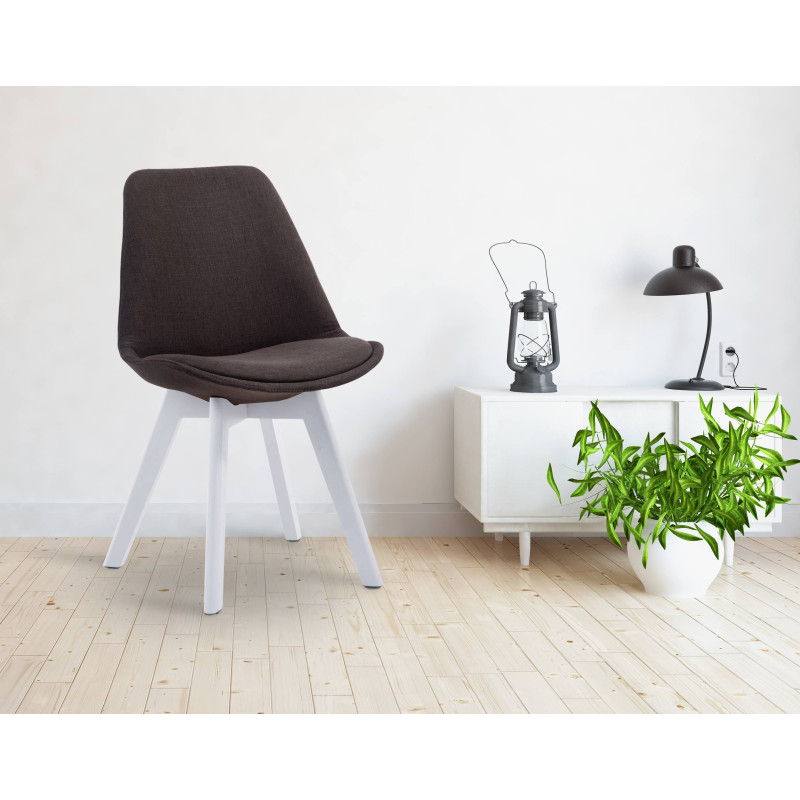 Chaise visiteur Borneo V2 en tissu blanc | gris foncé