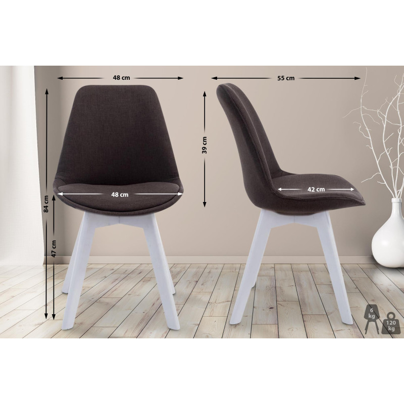 Chaise visiteur Borneo V2 en tissu blanc | gris foncé