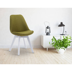 Chaise visiteur Borneo V2 en tissu blanc | vert