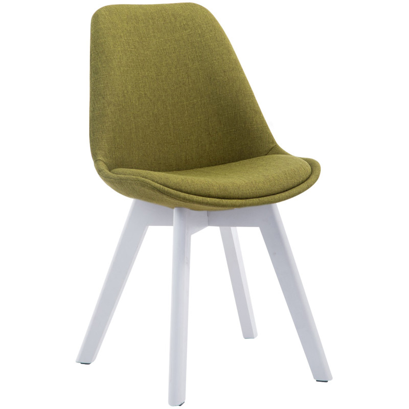 Chaise visiteur Borneo V2 en tissu blanc | vert