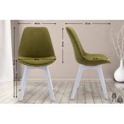 Chaise visiteur Borneo V2 en tissu blanc | vert