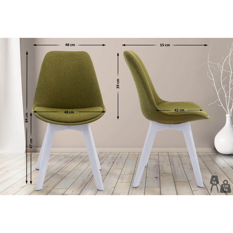 Chaise visiteur Borneo V2 en tissu blanc | vert