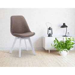 Chaise visiteur Borneo V2 en tissu blanc | taupe