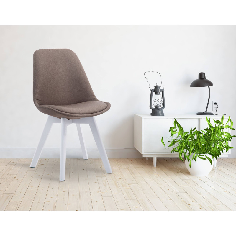 Chaise visiteur Borneo V2 en tissu blanc | taupe