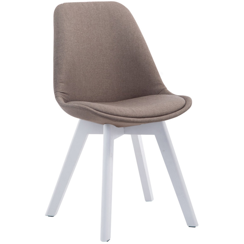 Chaise visiteur Borneo V2 en tissu blanc | taupe
