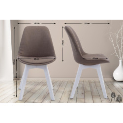Chaise visiteur Borneo V2 en tissu blanc | taupe