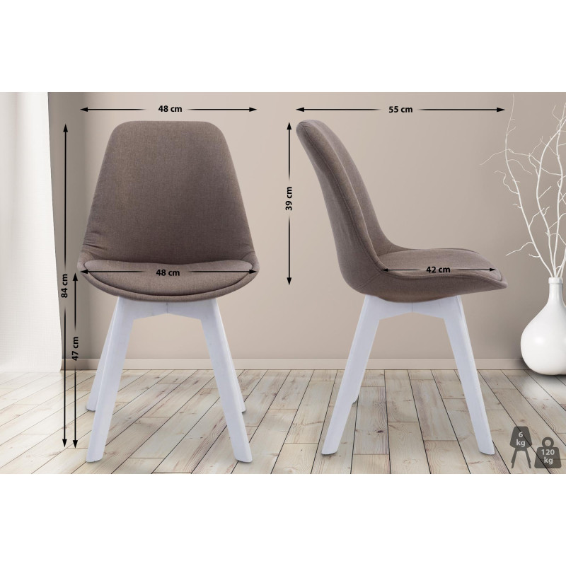 Chaise visiteur Borneo V2 en tissu blanc | taupe